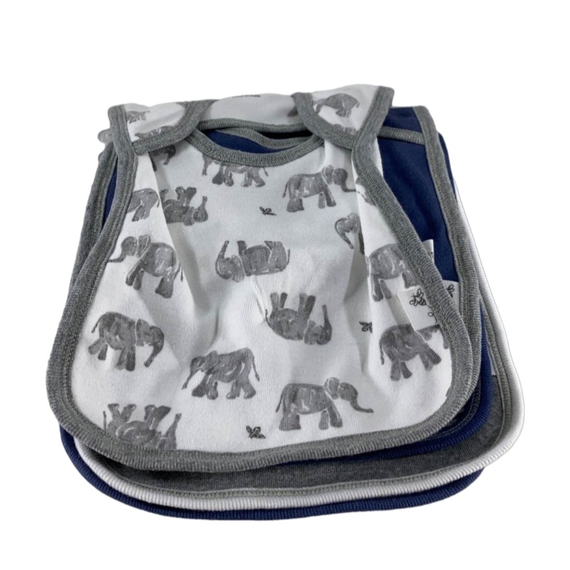 Burt’s Bees Baby Organic Lap Shoulder Bib 5 Pack, Wandering Elephants