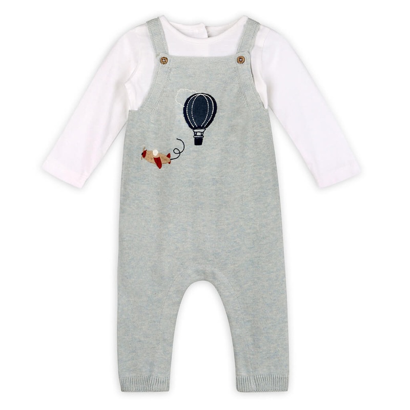 Hot Air Balloon Sweater Knit Baby Overall Set