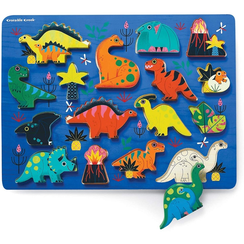 Dinosaurs 16 Piece Wood Puzzle & Playset
