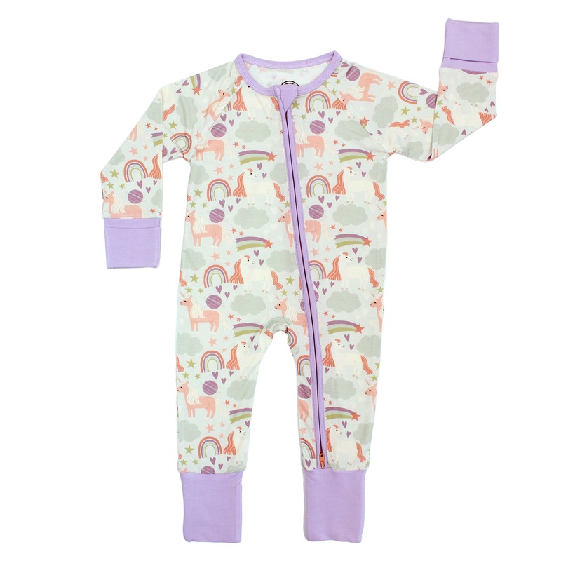 Bamboo Baby Convertible Romper – Magical Unicorns 0-3m