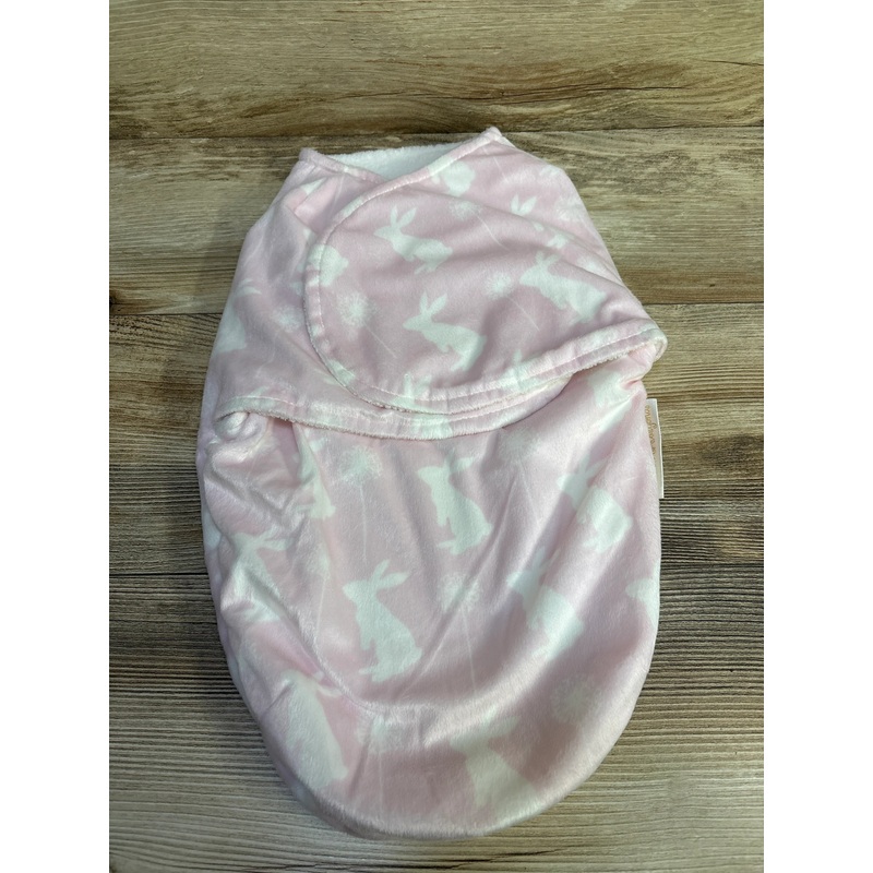 Blankets & Beyond Bunny Print Plush Swaddle Pink sz 0-3m Pink