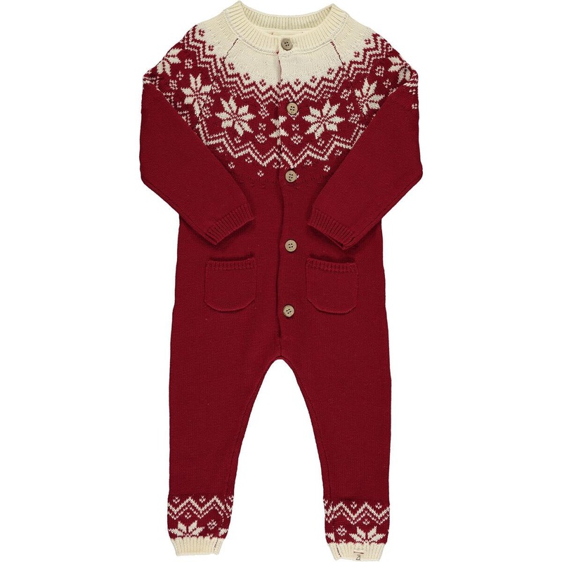 Fair Isle Romper – Red 0-3m
