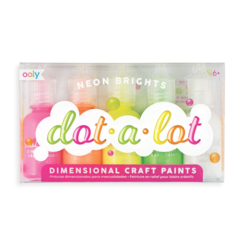Ooly Dot-A-Lot Neon Brights Dimensional Craft Paints – Pack of 5