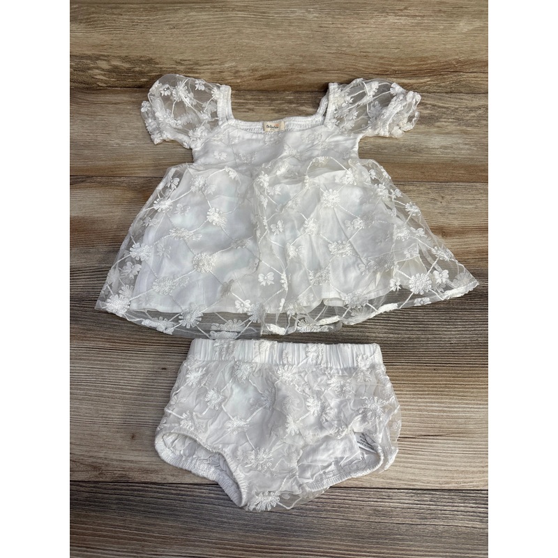 Tullabee Puff Sleeve Dress & Bloomers White sz 12-18m White 12m