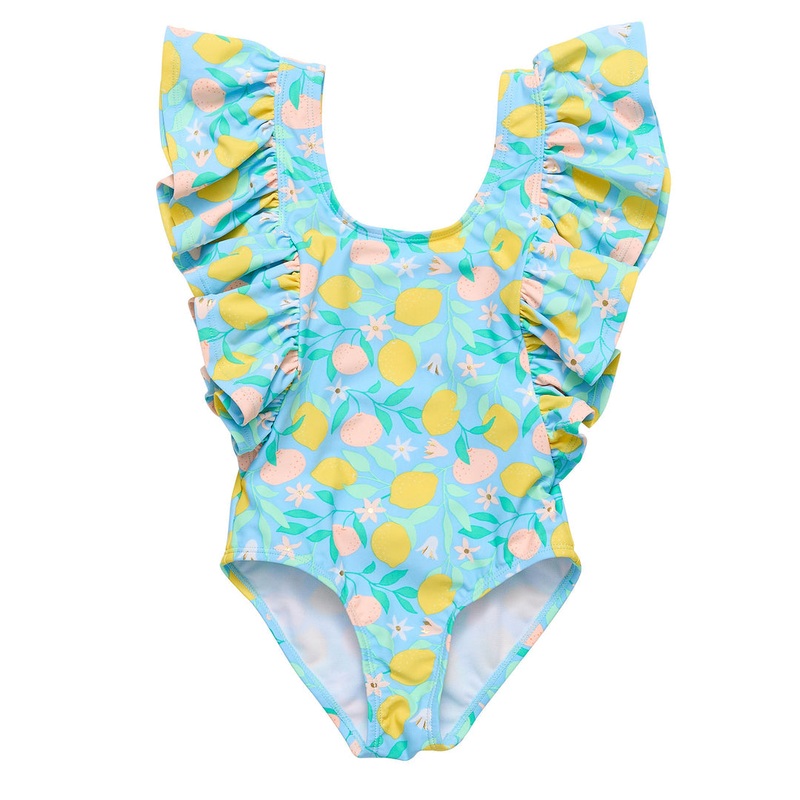Wide Frill Swimsuit- Lemon Drops 3-6m