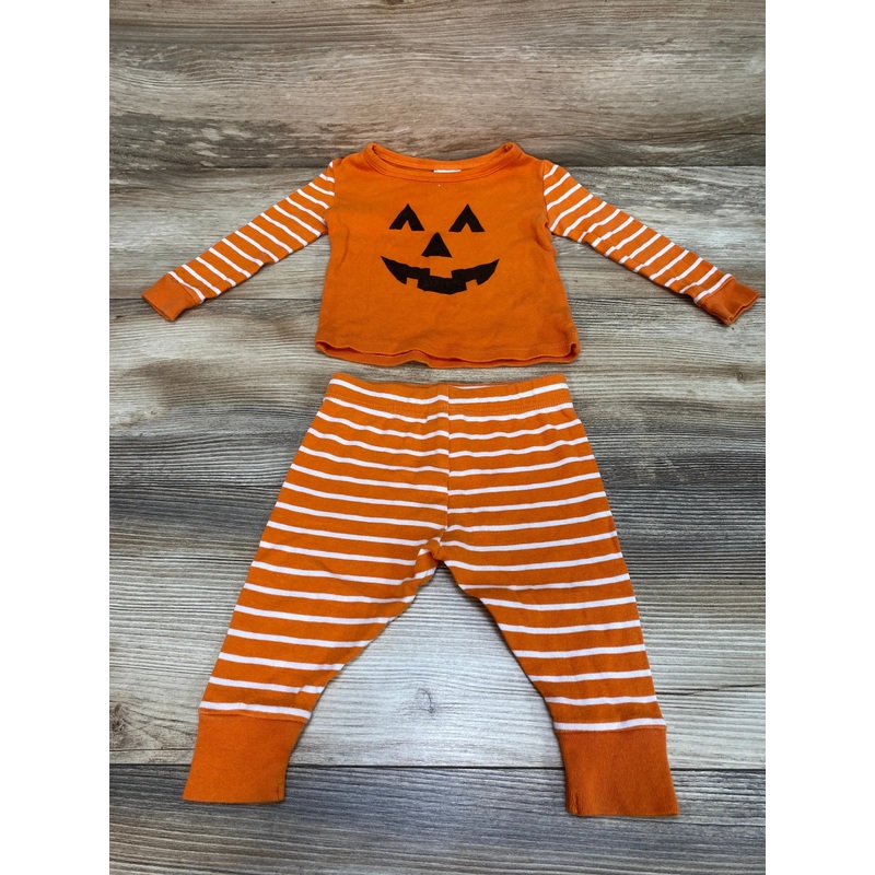 2pc Striped Pumpkin Pajama Set Orange sz 12m
