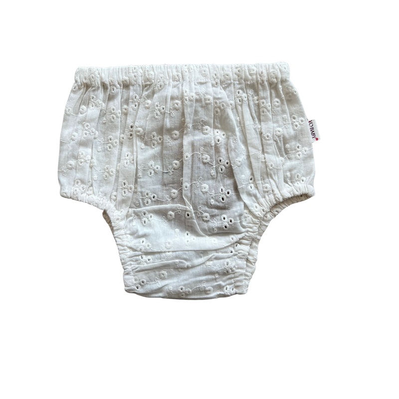 Eyelet Diaper Cover – White 0-3m