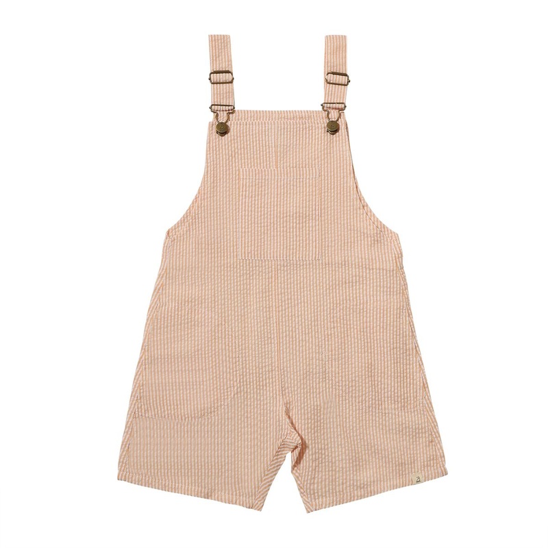 Galleon Woven Overalls – Gold and White Seersucker 0-3m