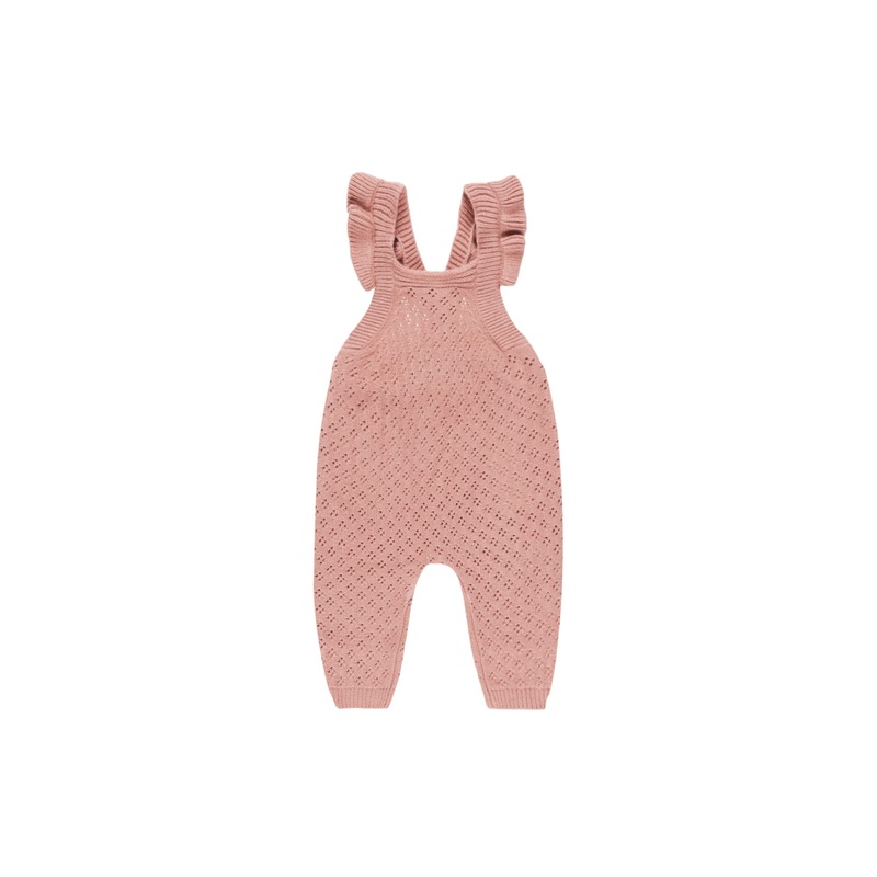 Pointelle Knit Overalls – Lipstick 0-3m