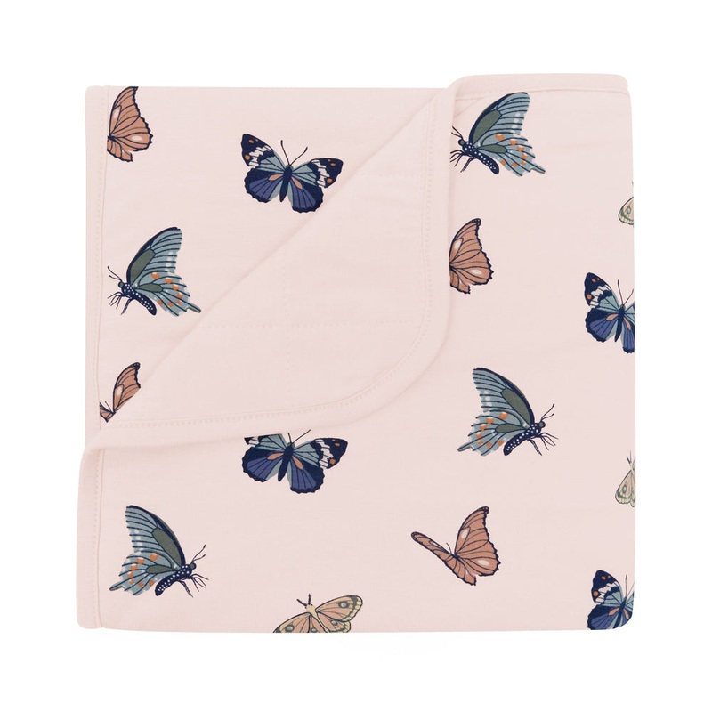 Printed Bamboo Baby Blanket – Blush Butterfly