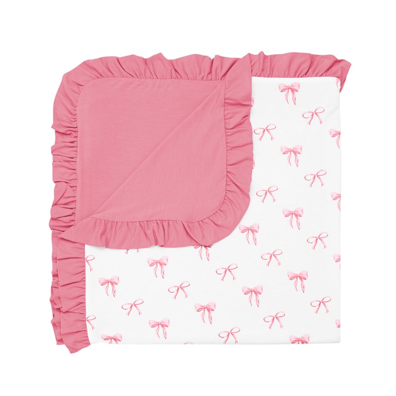 Printed Bamboo Baby Blanket – Ruffle Bow