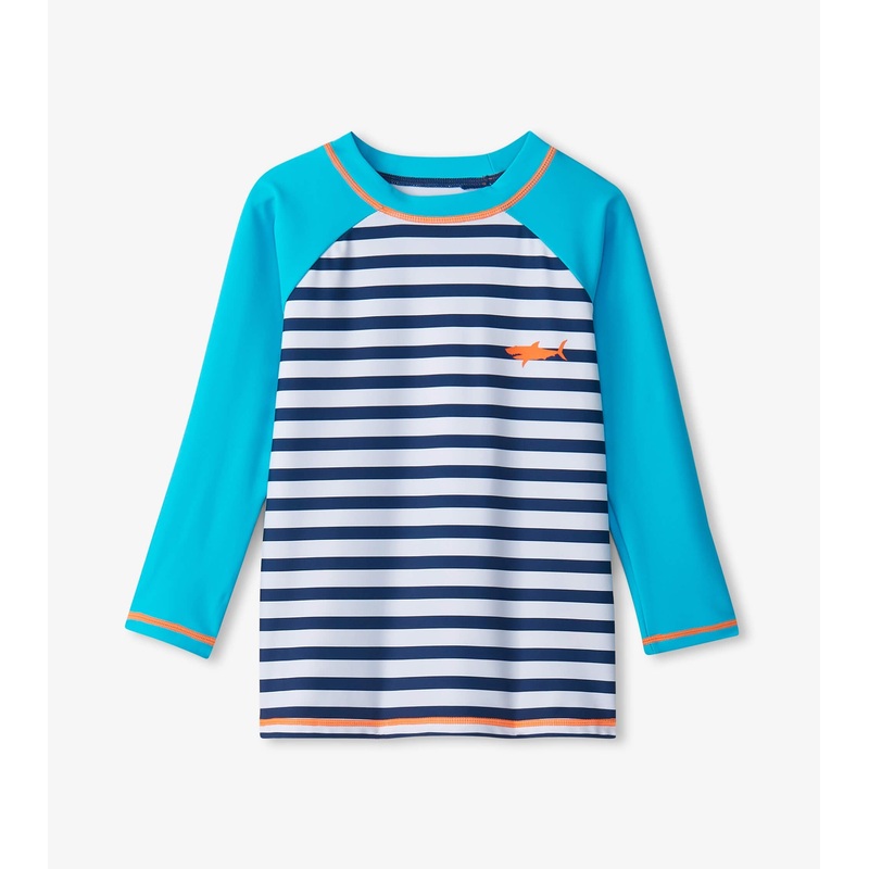 Shark Stripes Long Sleeve Rashguard 2T
