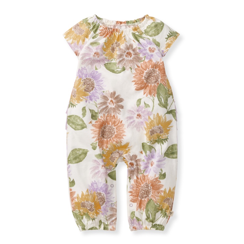 Sweet Sunflowers Jumpsuit -Eggshell 0-3m