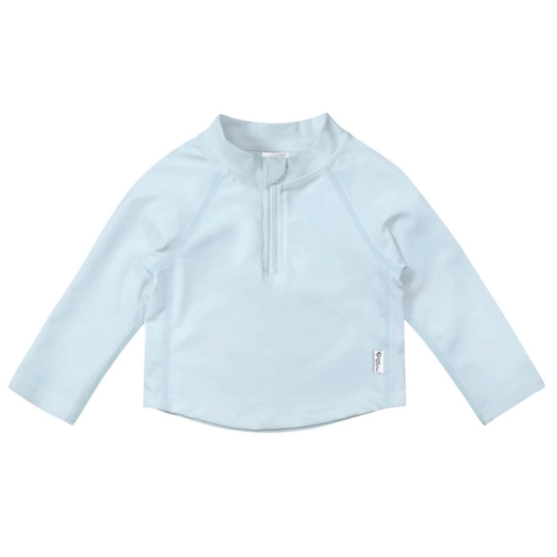 UPF 50+ Zip Rashguard Shirt – Light Blue 6m