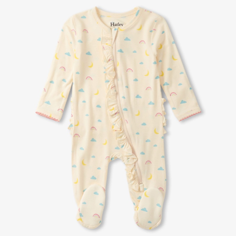 Bamboo Ruffled Footie – Lucky Charms NB