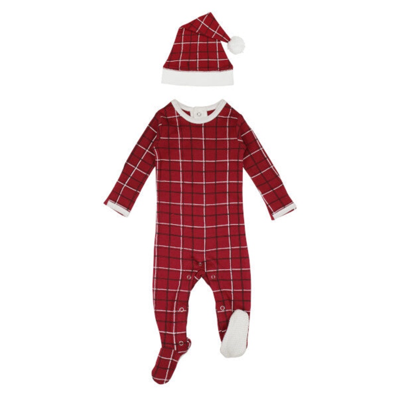 Organic Cotton Footie & Cap Set – Santa Baby Preemie/NB