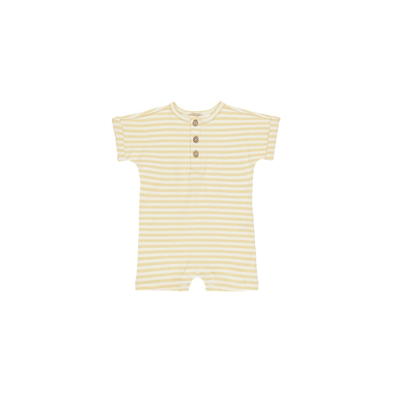 Short Sleeve One-Piece – Yellow Stripe 0-3m