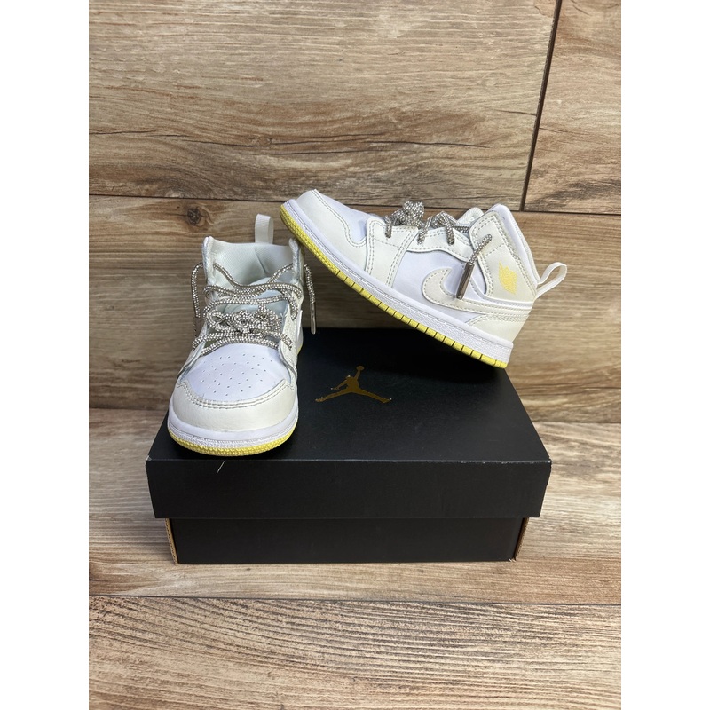 Air Jordan 1 Mid TD ‘Sail Light Laser Orange’ Sneakers sz 9c