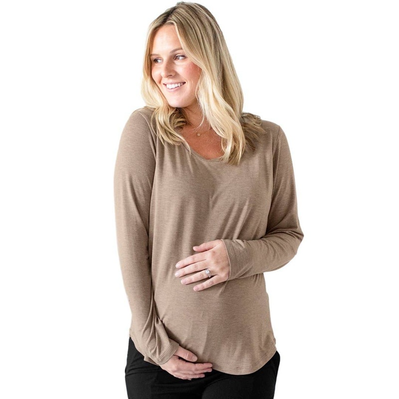 Bamboo Nursing & Maternity Long Sleeve Shirt – Wheat S