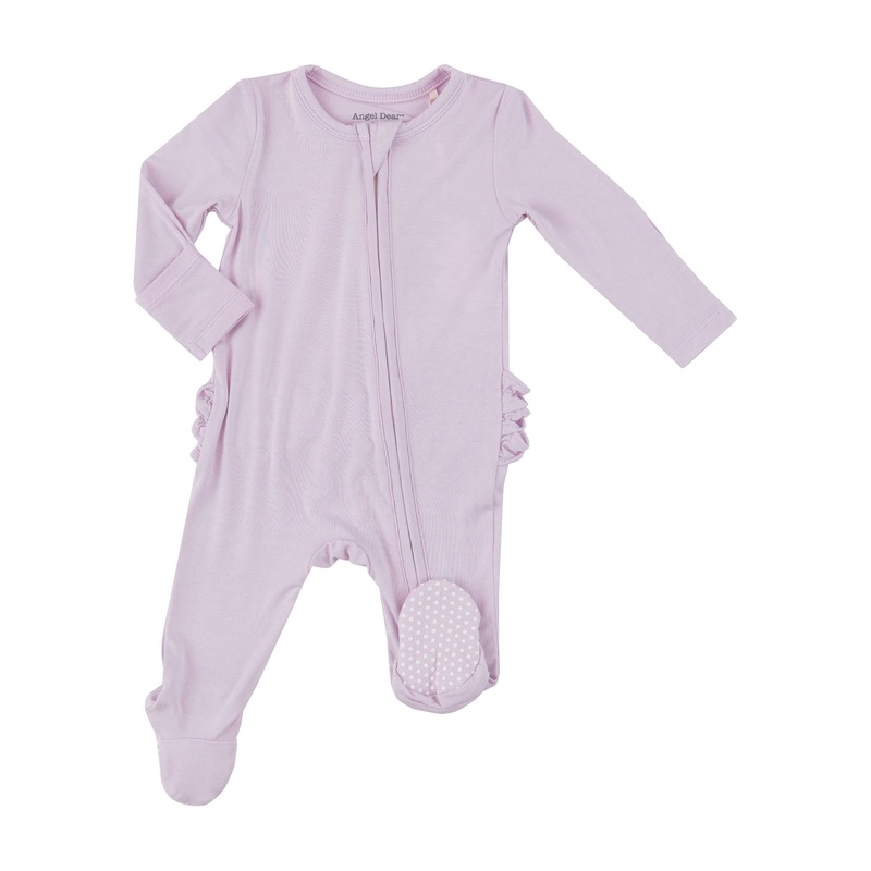 Bamboo Ruffle Back Zipper Footie – Orchid Hush NB