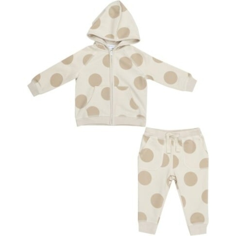French Terry Hoodie and Jogger – Beige Dot 12-18m