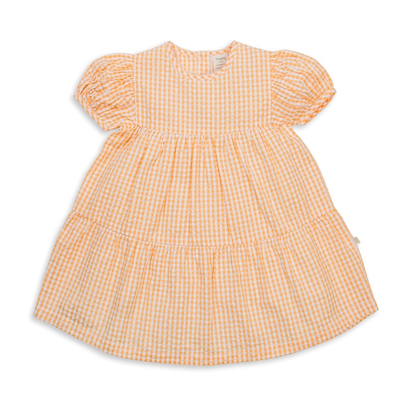 Puff Sleeve Layered Dress – Yellow Gingham 12-18m (1T)