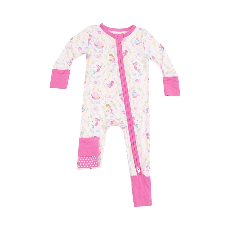 Bamboo Zipper Romper – Mermaids 0-3m