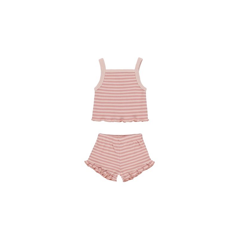 Evie Tank + Shortie Set – Pink Stripe 0-3m