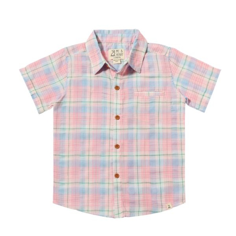 Newport Woven Shirt – Pink and Blue Plaid 12-18m
