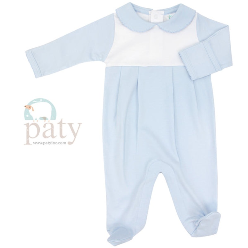Pima Colorblock Footie – Blue/White NB