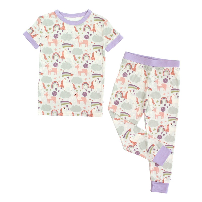 Bamboo Two Piece Short Sleeve Pajamas – Magical Unicorns 2T