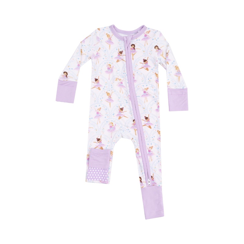 Bamboo Zipper Romper – Bow Ballerinas 0-3m