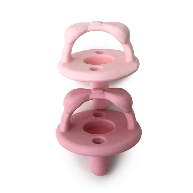 Bow Sweetie Soother Pacifiers – 2 Pack – Light Pink & Pale Pink Light Pink and Pale Pink