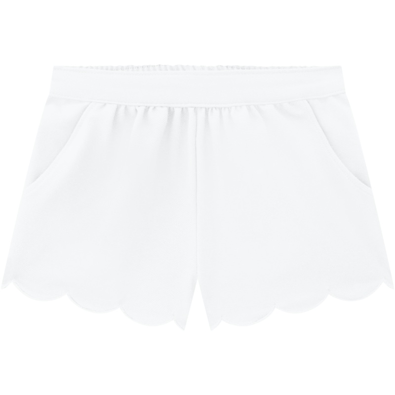 Scalloped Shorts – White 3-6m