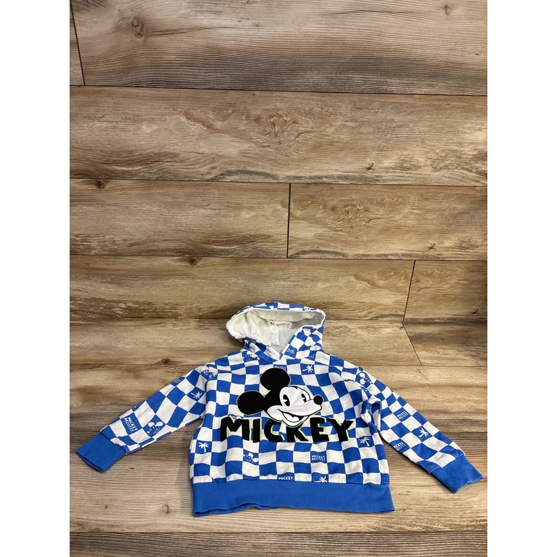 Zara x Disney Mickey Mouse Checkered Hoodie Blue sz 2-3T Blue 2T