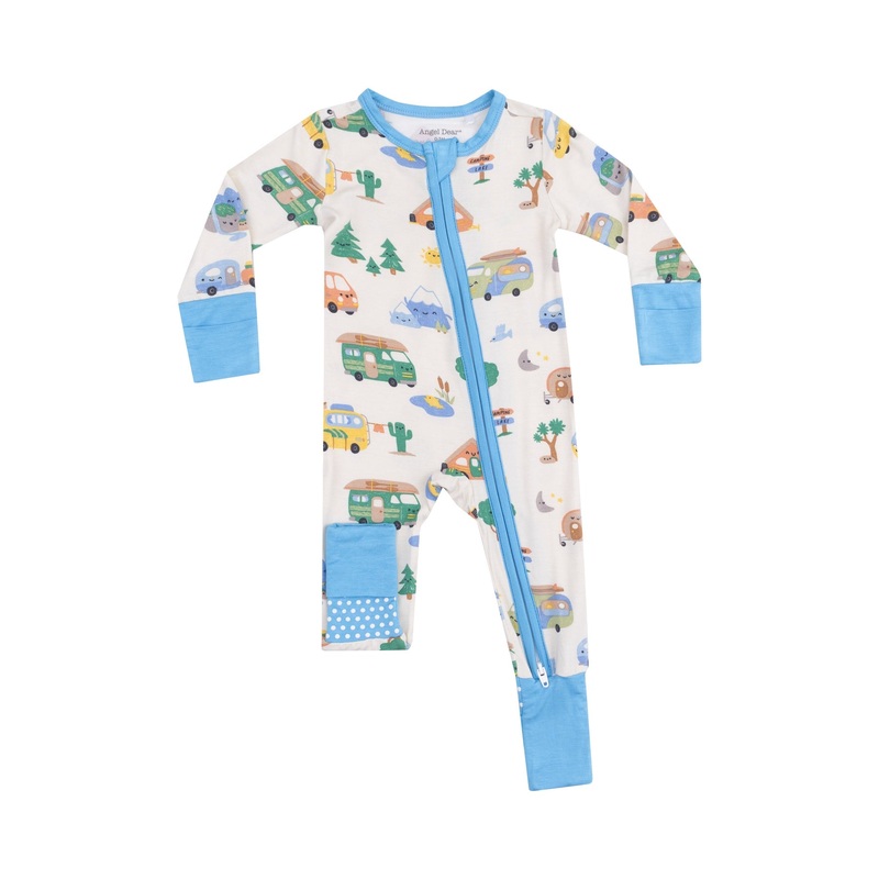 Bamboo Zipper Romper – Friendly Camper 0-3m