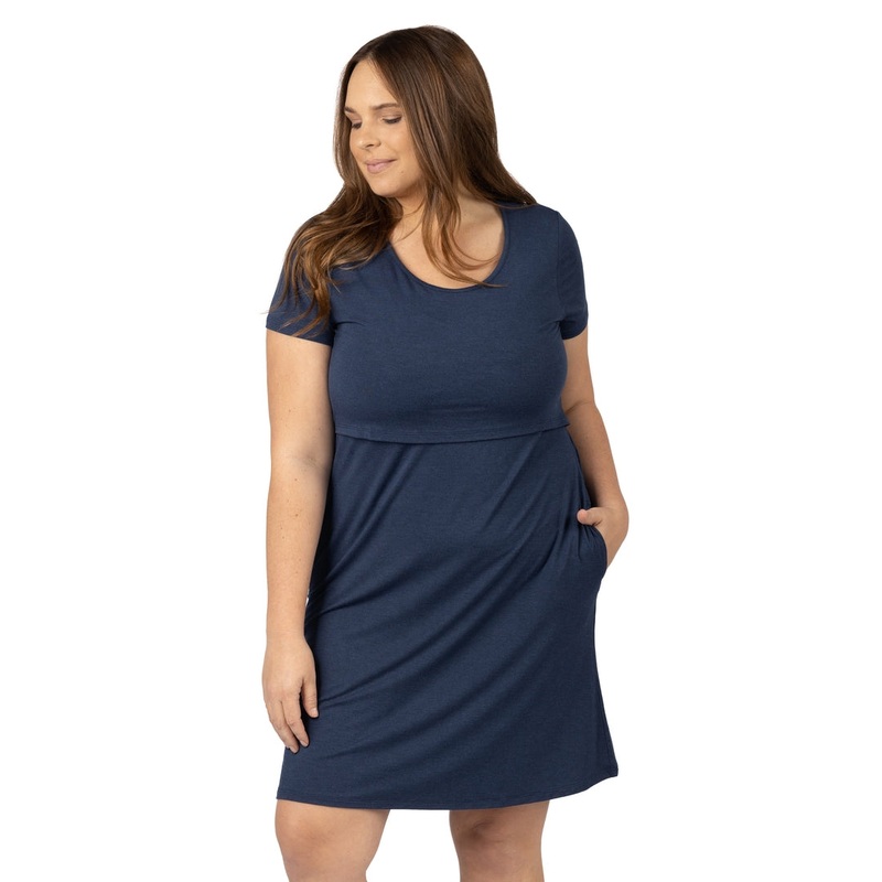 Eleanora Maternity & Nursing Dress – Navy Heather XS