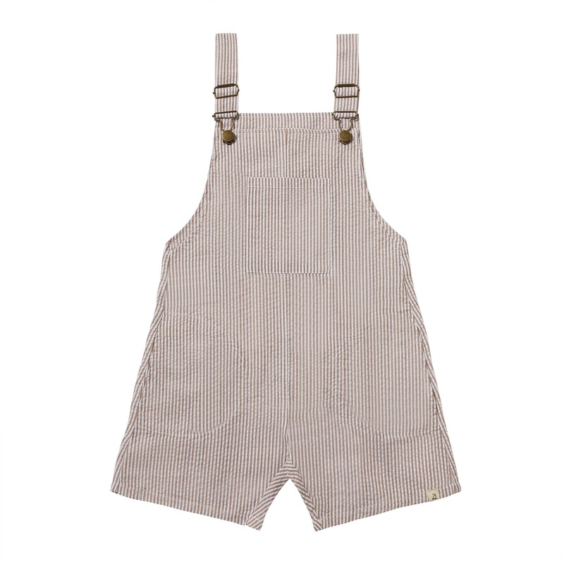 Galleon Woven Overalls – Brown and White Seersucker 0-3m
