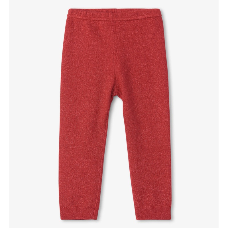 Red Shimmer Cable Knit Leggings 0-6m