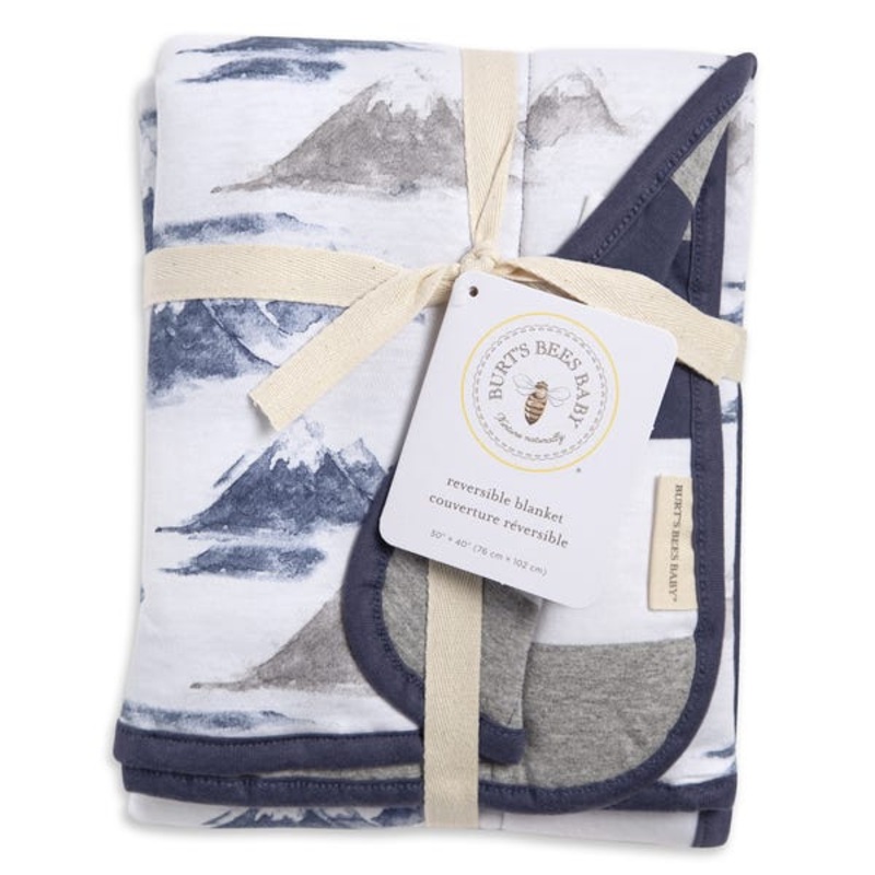 Reversible Jersey Blanket – Watercolor Mountains