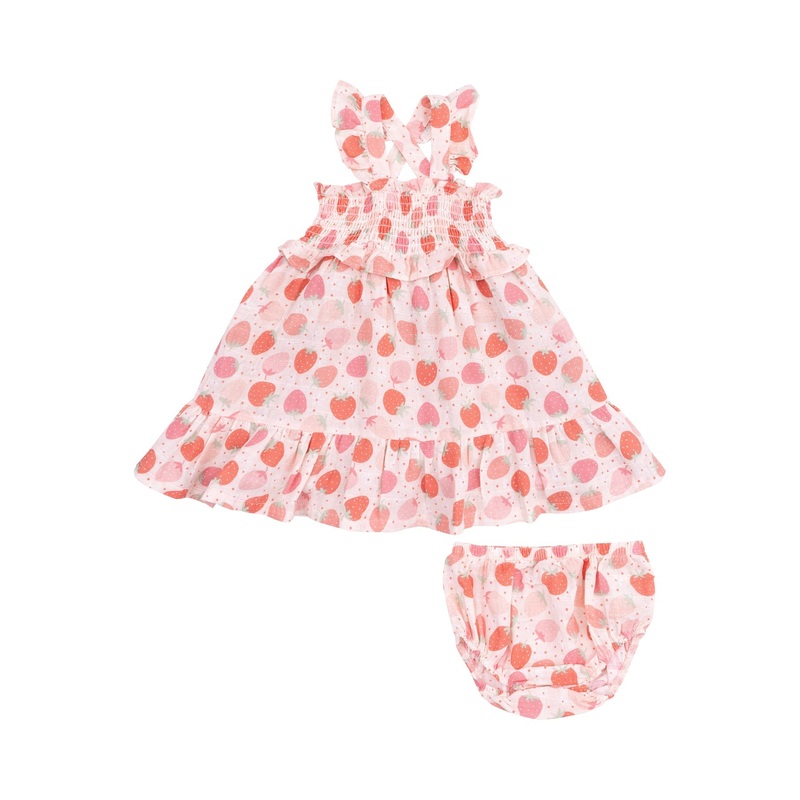 Smocked Ruffle Sundress and Diaper Cover – Strawberry Bliss 2T