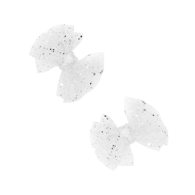 Tulle Baby Fab Clips with Glitter – Various Colors Princess White