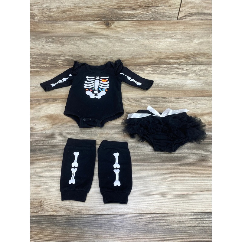 3pc Skeleton Bodysuit Set Black sz Newborn