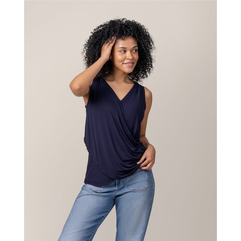 Bamboo Draped Nursing Tank – Navy XS