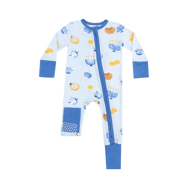 Bamboo Zipper Romper – Hanukkah 6-12m