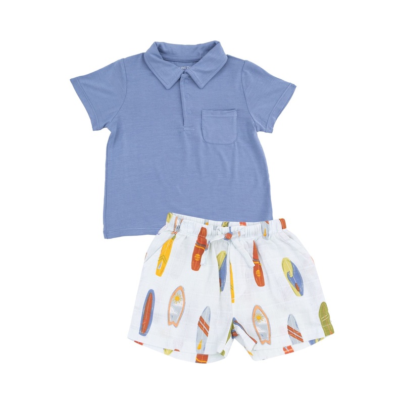 Polo Shirt and Muslin Short – Vintage Surfboard 12-18m