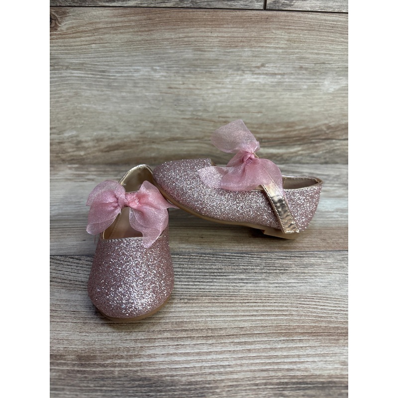 THEE BRON Mary Jane Ballet Flats Pink Glitter sz 6c