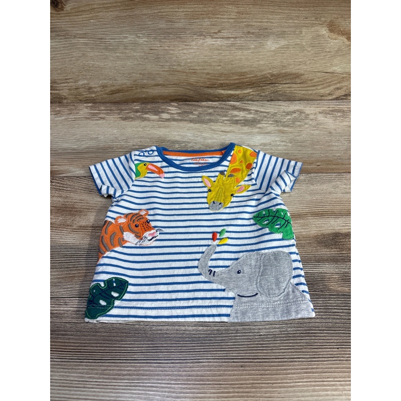 Baby Boden Striped Animals Shirt White sz 3-6m White 3m