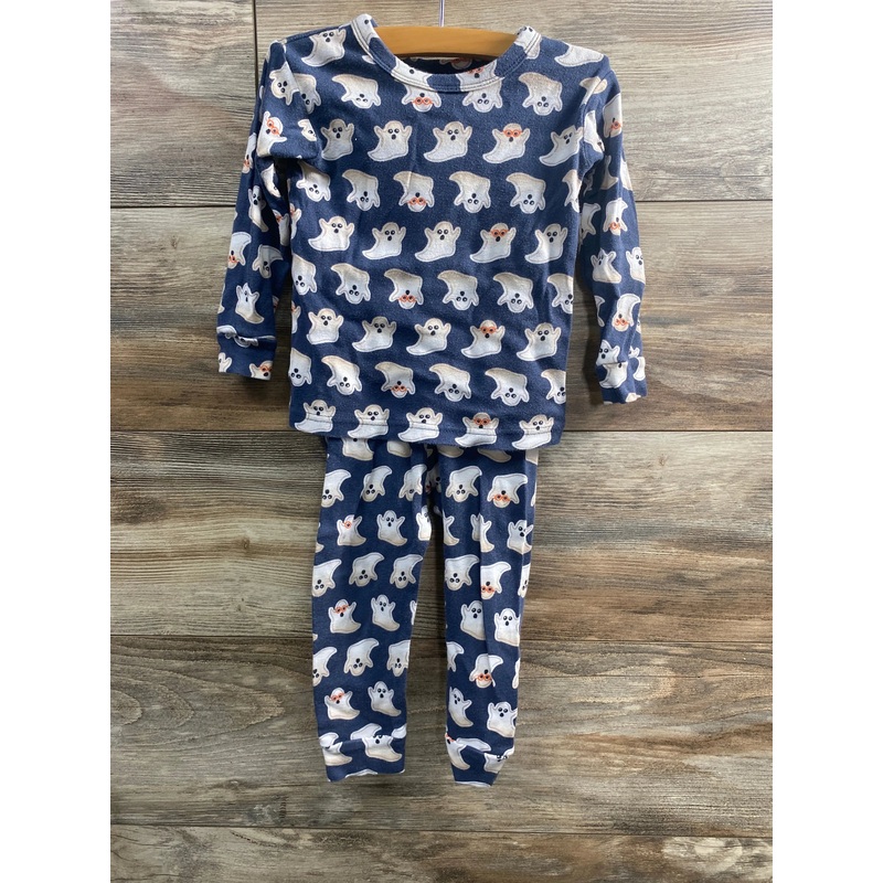 Baby Gap 2pc Organic Ghost Pajama Set Blue sz 18-24m