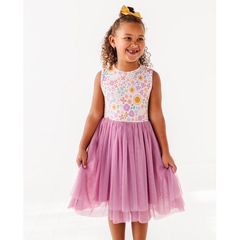 Bamboo + Tulle Dress – Spring Floral Daisy 2T